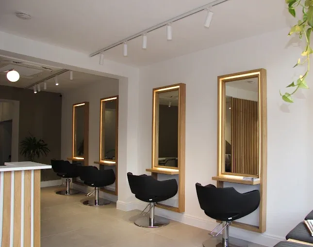 Inside Venera Hair salon, Hampstead, London — styling stations