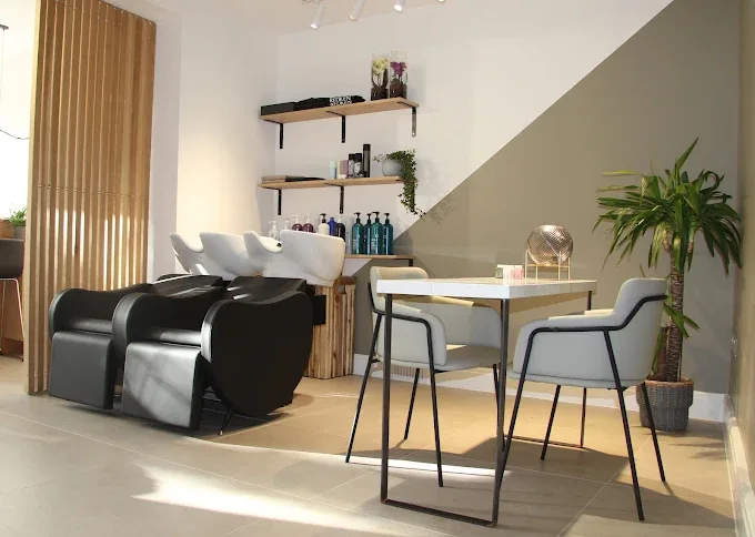 Inside Venera Hair salon, Hampstead, London — wash and treatment area