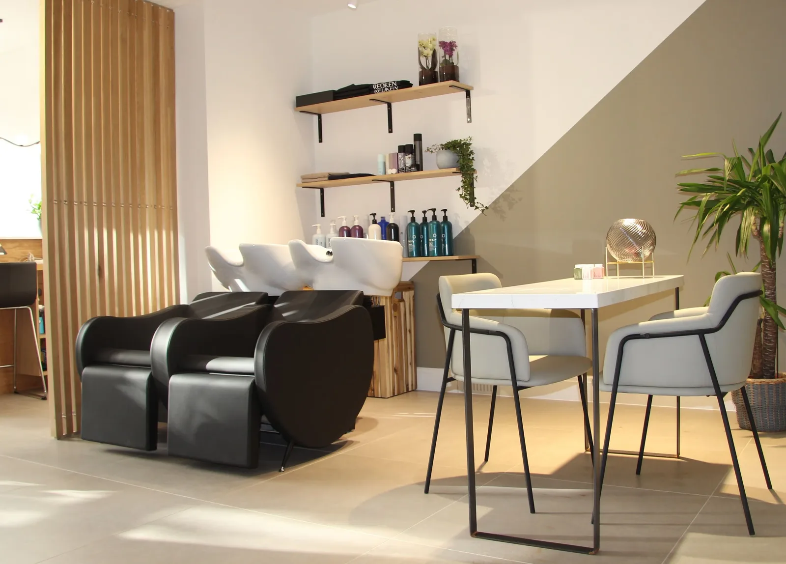 Wash and treatment area at Venera Hair, Hampstead, North London